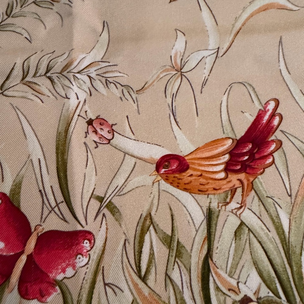 Tiffany & Co. Silk scarf with Green and Brown Nature Motif - Picture 6 of 8